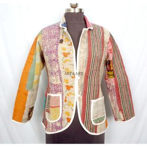 Indian Cotton Vintage Kantha <b>jacket</b> with <b>mandarin</b> <b>collar</b> and pockets button Autumn/Winter High Quality Quick Dry Plus <b>Jacket</b> - Product Image 1