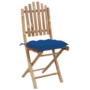 Ensemble de 4 ensembles de salle à manger de jardin en bambou avec coussins bleus - Product Image 5
