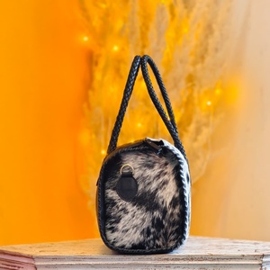 2026 Latest Style Fashionable Hair On Hide Fur Genuine Leather Material <b>Mini</b> Speedy Duffel Bag Handmade Zipper Closure For Women - Product Image 6