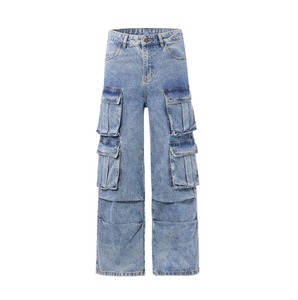 Pantalones Vaqueros de Mezclilla para Hombre, Estilo Snow Wash, Buena Calidad, Cómodos, Corte Holgado, Pierna Ancha, Estilo Urbano, Casuales, para Invierno - Product Image 1