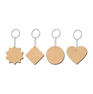 MDF Keychain Star Diamond Circle Heart Metal <b>Rings</b> Craft Decorative Tags Wood <b>Keyring</b> - Product Image 1
