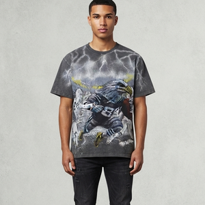 Camiseta con estampado gráfico personalizado, 100% algodón jersey, estilo moderno y holgado, manga corta, unisex, para uso casual de verano. - Product Image 6