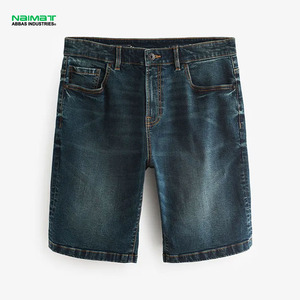 Pantalones Cortos de Mezclilla Azul Clásico para Hombre, Cinco Bolsillos, Corte Ajustado, Algodón, Informales, para Verano - Product Image 6