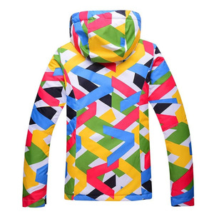 <b>Ski</b> & Snowboarding Waterproof <b>Jacket</b> Blue Pink Yellow <b>Green</b> White Black Geometric Print Hooded Coat Powder Skirt Zipper Closure - Product Image 3