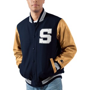 เสื้อแจ็คเก็ตวาร์ซิตี้ผู้ชาย Syracuse Orange สีกรมท่า แขนสีแทน ปักโลโก้ S สไตล์ Preppy สำหรับใส่ในฤดูใบไม้ร่วง - Product Image 3