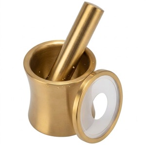 Multipurpose Solid Brass Mortar And Pestle For <b>Grinding</b> Spices Herbs Seeds And Fresh <b>Paste</b> Making - Product Image 4