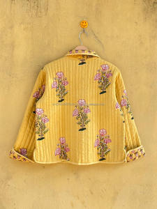 Chaqueta Acolchada de Algodón Estilo Boho, Chaqueta Floral Reversible, Abrigo Ligero con Estampado a Bloque Hecho a Mano, Chaqueta para Mujer para Todas las Temporadas - Product Image 5