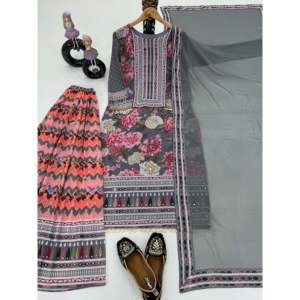 Conjunto de Top y Dupatta Plazzo para Fiesta, Hermoso para Mujer - Product Image 4