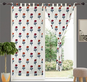 Bohemian Floral Printed Voile Curtain <b>Panel</b> Tab Top Translucent <b>Window</b> Curtains for Living Room - Product Image 2