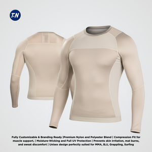 Custom Brand Unisex Adult Rashguard UV Protection Gym Ergonomic Design Anti-Microbial 220g Heat-Transfer Printed - Product Image 2