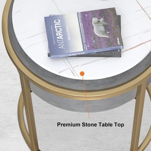 Modern Elegant Design Furniture Marble Top <b>Side</b> <b>Tables</b> <b>Gold</b> Plated Metal End <b>Table</b> for Living Room, Drawing Room, Office - Product Image 2