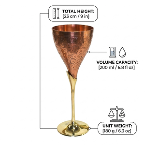 Engraved Copper <b>Wine</b> <b>Goblet</b> 200ml Two Tone Gold Stem Long Stemmed Metal <b>Wine</b> Glass For Wedding Party Bar Dining - Product Image 6