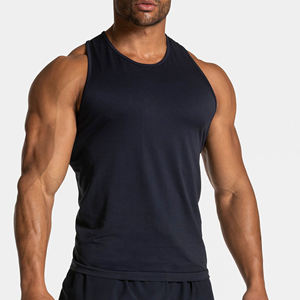 Men's <b>Black</b> Breathable Woven 100% Polyester Tank <b>Top</b> Solid Sporty O-Neck Sleeveless Workout <b>Vest</b> Hand Embroidery Front Logo - Product Image 1