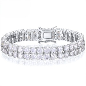 Luxury Women's 925 Silver Rhodium Plated Tennis Bracelet Round Brilliant Cut Crystal Channel Setting Wedding Jewelry - Product Image 1