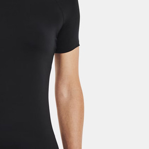 T-shirt de compression noir à manches courtes et col rond pour femme, coupe ajustée, séchage rapide, en tricot de spandex, vêtement de sport, vente en gros - Product Image 3