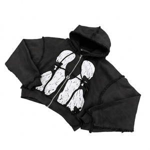Sweat à capuche zippé tendance, design personnalisé, fabrication professionnelle, impression sérigraphique, en vente. - Product Image 1
