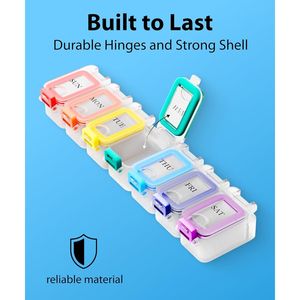 <b>Waterproof</b> 7-Day Weekly Pill Organizer Large Compartments for Big Vitamins Enhanced 1-Time-a-Day Pill <b>Box</b> for Convenient <b>Storage</b> - Product Image 2