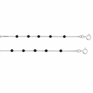 Tobillera de Plata de Ley 925 con Ojo Azul, Cuentas Negras y Circonitas Cúbicas, Joyería Minimalista de Alto Brillo para Mujer, Uso Diario - Product Image 4