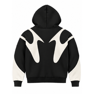 Black Contrast Panel <b>Zip</b> Up <b>Hoodie</b> Men Streetwear Full Zipper Long Sleeve Casual Fleece Hooded Sweatshirt With <b>Pockets</b> - Product Image 2