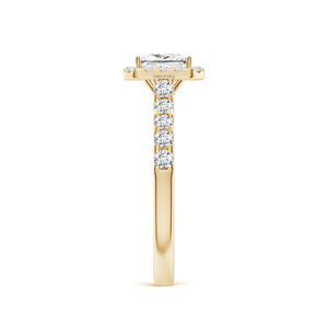 Bague de fiançailles en diamant de laboratoire IGI, taille princesse, avec halo, plaqué rhodium, or 10K 14K 18K, argent 925, cadeau d'anniversaire - Product Image 2