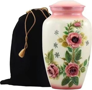 โกศสำหรับผู้ใหญ่เถ้ากระดูกรูปกุหลาบแดงหลวงพร้อมถุงกำมะหยี่ - Product Image 4