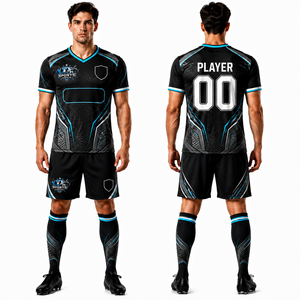 ชุดกีฬาฟุตบอลแบบซับลิเมชั่นใหม่ เสื้อทีมฟุตบอลสั่งทำพิเศษ เสื้อเจอร์ซีย์ฟุตบอลระบายอากาศได้ดี พร้อมกางเกงขาสั้นปักลาย - Product Image 1