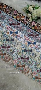 Dentelles brodées avec des fils multicolores et des motifs vibrants, idéales pour les vêtements, les accessoires de mode, l'artisanat et les projets de décoration. - Product Image 4