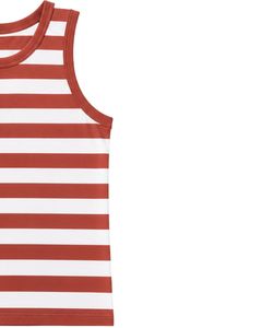 <b>Rust</b> White Striped Men Cotton Tank <b>Top</b> Sleeveless Vest Casual Summer Gym Fitness Shirt Breathable Loose Fit Streetwear - Product Image 4