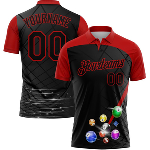Polo personnalisé noir et vert flamme 8 Ball pour homme, manches courtes, respirant, décontracté, vêtement de sport, design imprimé, maillot d'équipe - Product Image 2