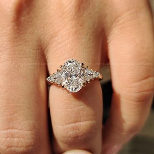 Anillo de compromiso de diamante ovalado de platino 950 con engaste catedral de 1.00 a 3.00 CT, joyería fina, regalo nupcial para dama - Product Image 5