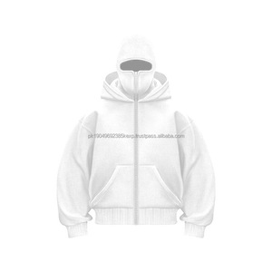 Sudaderas con capucha Ninja doble con logotipo personalizado para hombres, peso pesado, cremallera completa, máscara facial completa, chaqueta polar, estampado 3D, bordado, temporada de primavera - Product Image 3