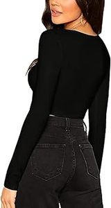 Camisetas deportivas de manga larga con cuello en V para mujer, de secado rápido, para verano, de punto liso teñido. - Product Image 4