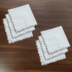 Luxury Plush Cotton Table Napkin with Scalloped <b>Edge</b> for Wedding Party Dining - Product Image 4