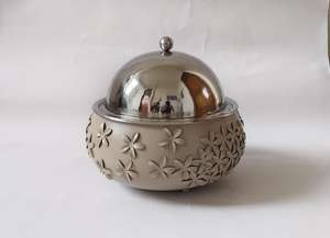 ชามแกะสลักลายวันที่และลายขนมหวาน พร้อมชามแก้วและฐานสแตนเลสพร้อมฝาปิด จานเสิร์ฟแบบอาหรับ - Product Image 6