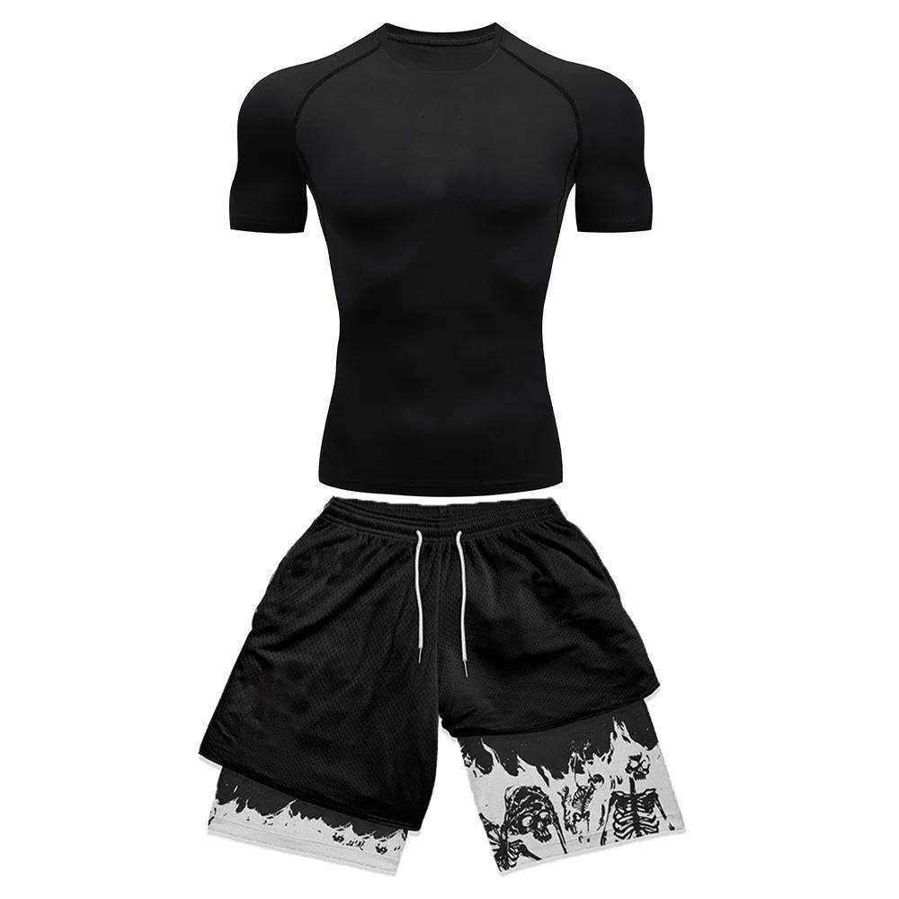 Quick-Dry Loose Running Sweat-Wicking Breathable Sport Round Neck Compression T-Shirt And Shorts Set BY AMAZING INDUSTRIES