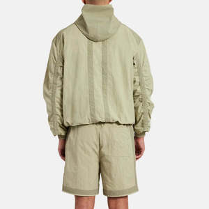 Custom Made Breathable Solid Color Nylon Windbreaker <b>Jacket</b> and Jogging Shorts Set Casual 2-Piece Gym Fitness for <b>Men</b> <b>Summer</b> - Product Image 6