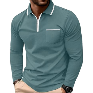 Camisas Polo para Hombre, Manga Larga con Cierre, Clásicas, Casuales, para Golf, con Cuello Elegante, para Uso Diario - Product Image 1