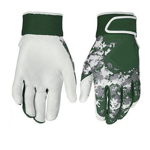 QASWA SPORTS Leather Palm Green Digital Camo Spandex Back High Visibility Elastic <b>Wrist</b> <b>Strap</b> VELCRO Closure Batting Glove - Product Image 3