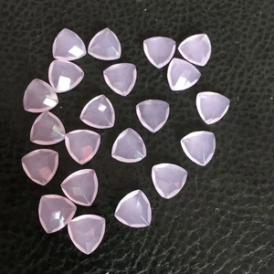 Pierre précieuse naturelle de calcédoine rose facettée taille triligne de 8 mm, prix le plus bas, tendance, bijoux en argent des fabricants indiens - Product Image 1