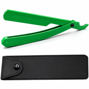 Rasoirs de rasage de cheveux pliants avec pochette Rasoir de barbier plaqué or Porte-rasoir de barbier en acier inoxydable Lame turque droite - Product Image 1