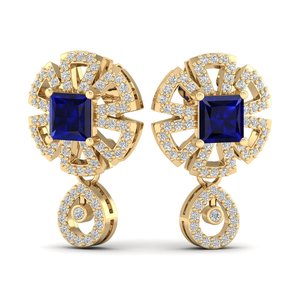 Boucles d'oreilles pendantes REYES en argent sterling 925 de haute qualité, saphir bleu taille princesse 2 carats, bijoux délicats en moissanite - Product Image 6
