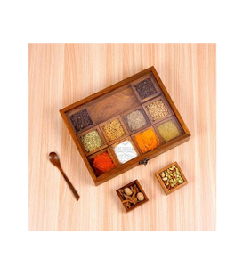 Wood Spice <b>Box</b> Hexagon Shape 6 Sections Dust Resistant <b>Herb</b> Storage Container For Kitchen Use - Product Image 3