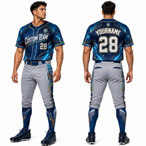 Ensemble Maillot et Pantalon de Baseball à Boutons, Col et Patte de Boutonnage, Échantillon à Faible MOQ, Respirant, Séchage Rapide, en Maille, Personnalisable - Product Image 1