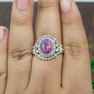 Top Quality Purple Copper Turquoise <b>Ring</b> 925 Sterling <b>Silver</b> <b>Statement</b> <b>Ring</b> Handmade Designer Gemstone Jewelry for Women - Product Image 4