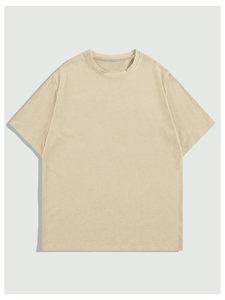 Camiseta de Algodón Estampada Beige Personalizada para Hombre, Manga Corta, Cuello Redondo, Corte Regular, Color Sólido Informal, Jersey al por Mayor - Product Image 1