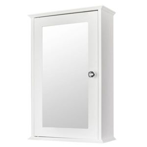 <b>White</b> Single Door Wall-Mounted Bathroom Cabinet with <b>Mirror</b> Indoor Use - Product Image 4