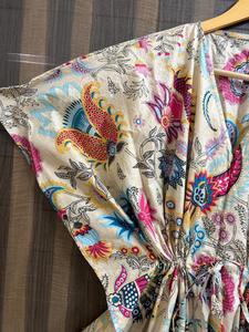 Women Mirchi Print Cotton Maxi <b>Kaftan</b> Dress Handmade Boho Beach Cover up Regular Fit <b>Summer</b> Daily Breathable Lounge Wear Resort - Product Image 3