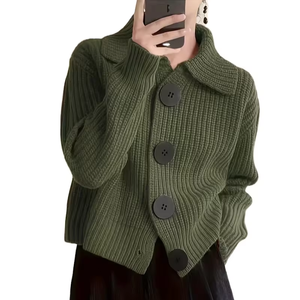 Colección Otoño Invierno de Cárdigan de Moda Casual Popular, Holgado, Versátil, de Manga Larga, con Botones Grandes para Mujer - Product Image 1