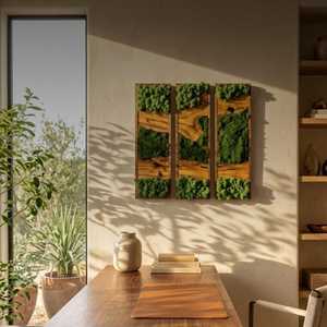 Arte Paisajístico de Musgo en Madera Nature Crest, Decoración de Pared de Bosque Hecha a Mano, Diseño Interior Verde de Lujo, Artesanía Premium - Product Image 6