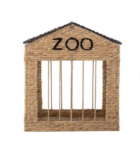 Handwoven Water Hyacinth Zoo House Toy Storage <b>Basket</b> <b>with</b> <b>Lid</b>, Kids Animal Toy Organizer Bin, Natural Woven Playroom Storage - Product Image 2